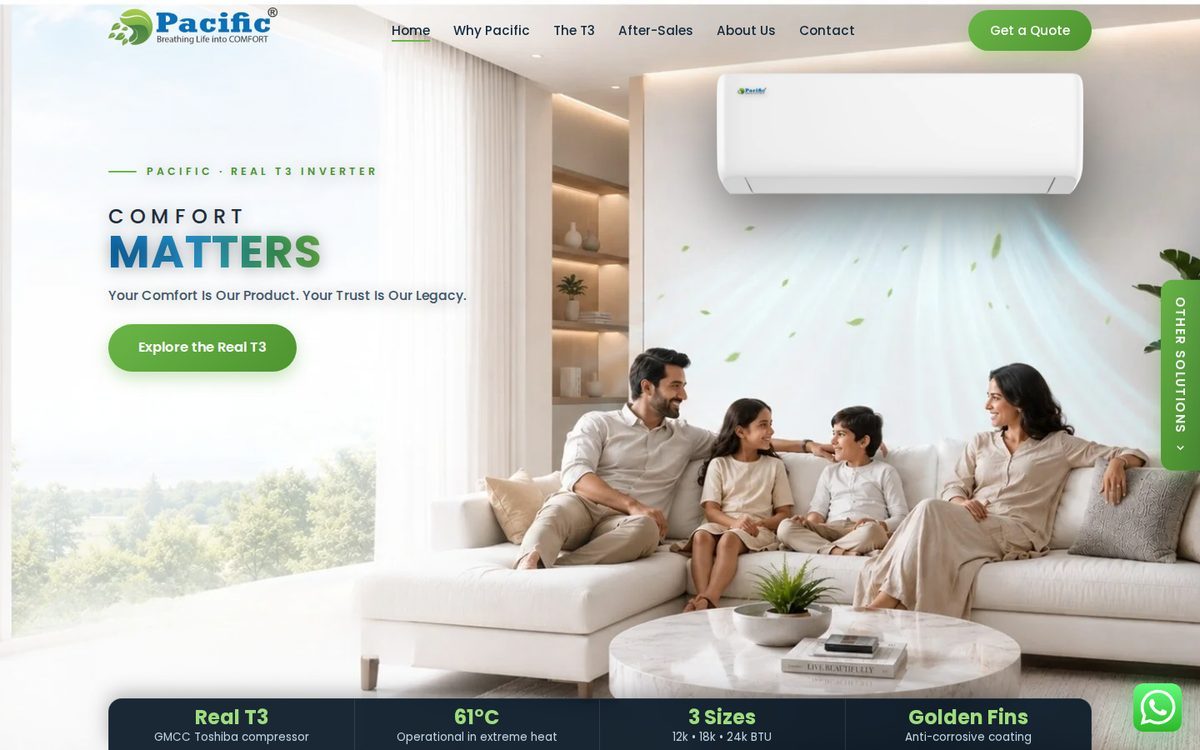 Pacific Air Conditioners website